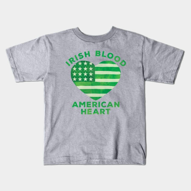 Irish Blood American Heart Kids T-Shirt by incraftwetrust